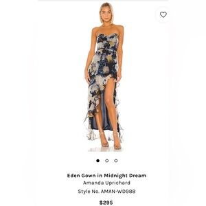 Amanda Uprichard Eden Gown in Midnight Dream size small from Revolve